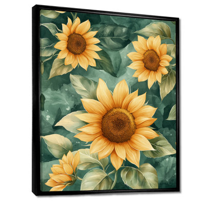 Dorianna Green Garden Abstract Sunflowers Collage I - Art mural tournesols