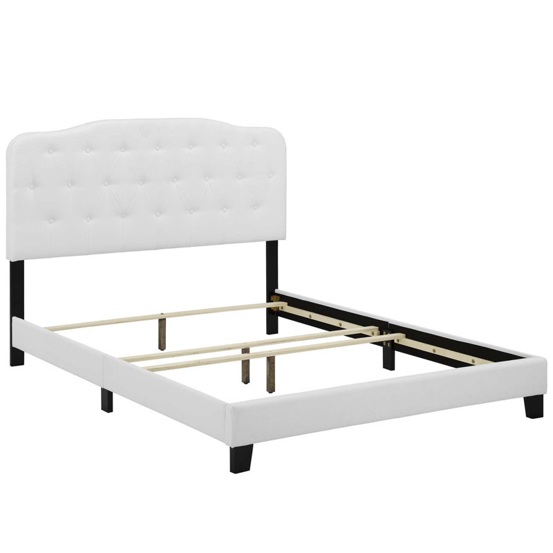 Amelia Upholstered Fabric Bed by Modway, White, Full / Double