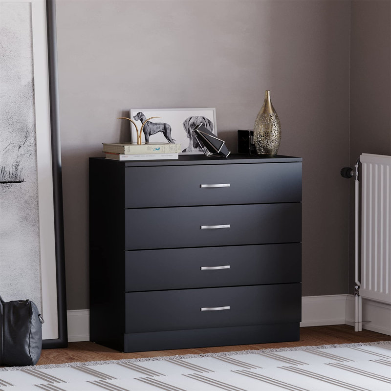 Eraclio 75cm W 4 - Drawer Chest of Drawers, Black