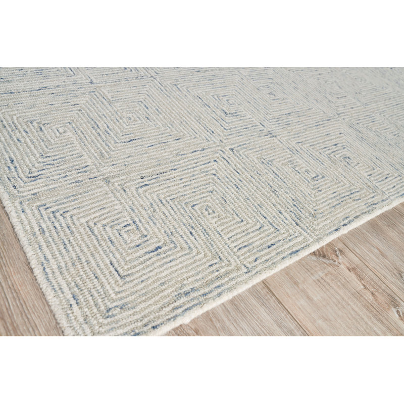 Caprice Geometric Handmade Tufted Area Rug, Rectangle 12' x 15', Light Blue/Ivory