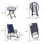 Ensemble de mobilier d'extérieur 3 pièces avec table basse en verre et 2 chaises berçantes pliantes et rembourrées