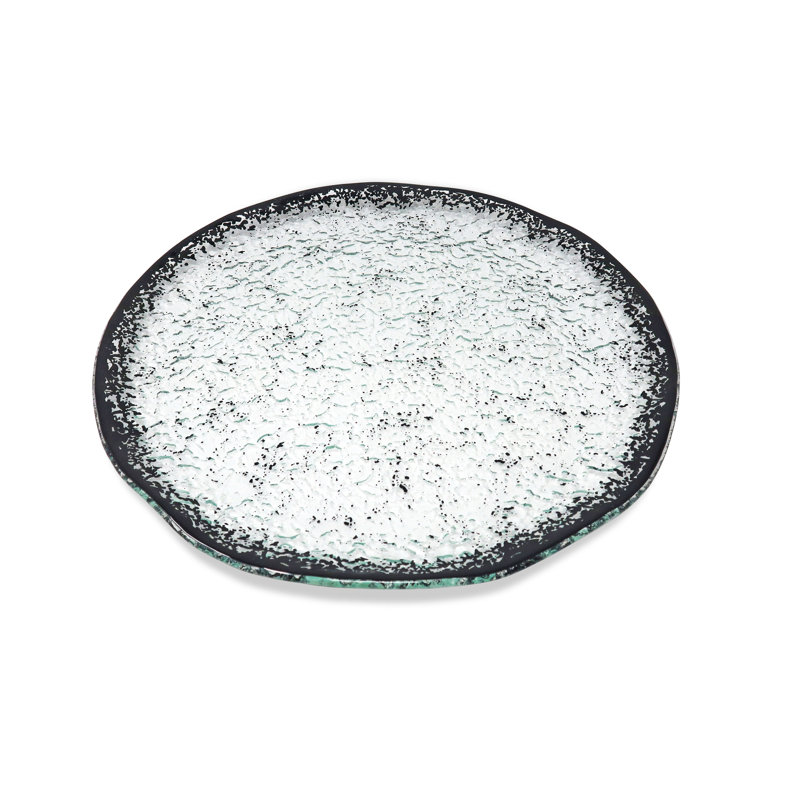 Orren Ellis Evard 5.75"D Dessert Plates with Scattered Black Design- Service for 4