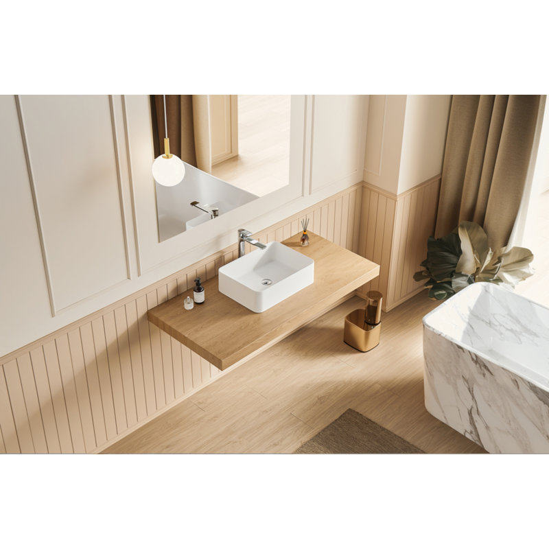 20" X 14" Solid Surface Vessel Bathroom Sink Basin In Matte White