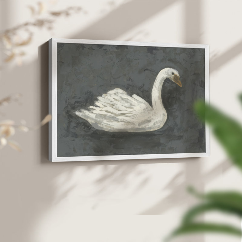 Cygne blanc / cygne noir II - reproduction encadrée - réversible, H 8 po x l 10 po, Blanc