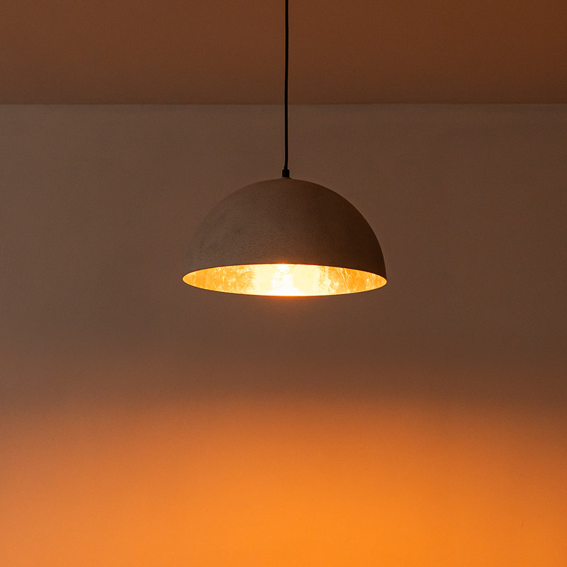 Luminaire suspendu industriel surdimensionné en métal surdimensionné, H 9 po x l 15 po x P 15 po, Blanc vieilli, Une lumière
