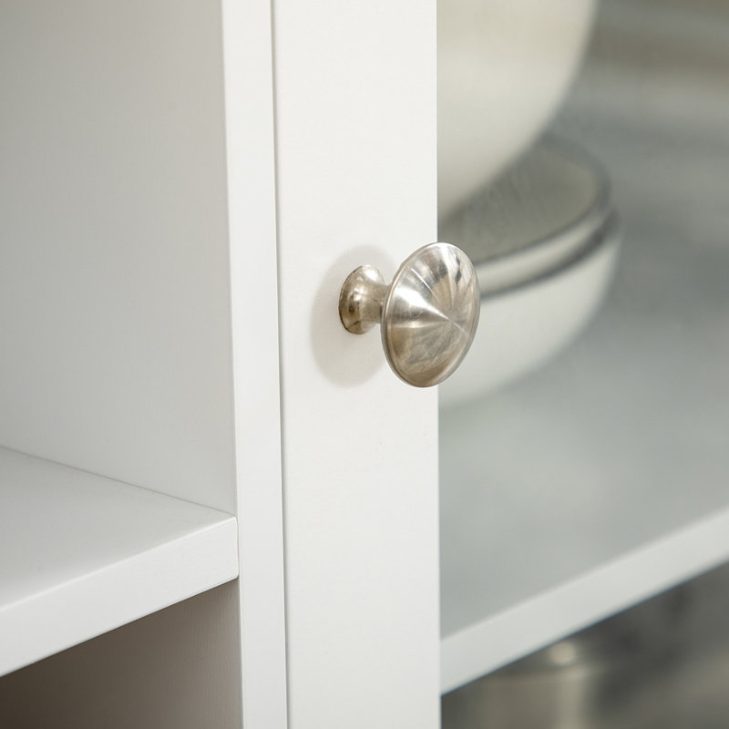 Buffet blanc avec 3 tiroirs, 6 porte-bouteilles de vin, porte en verre pour armoire de rangement, support en bois, charme rustique