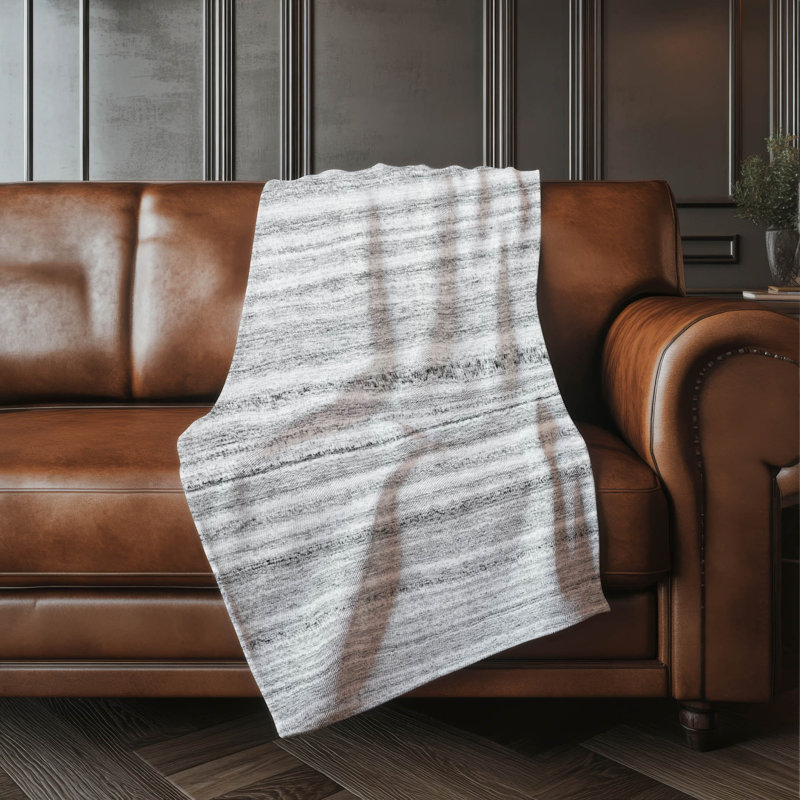 Jeté à rayures Addison Sherpa ASB598, Gris