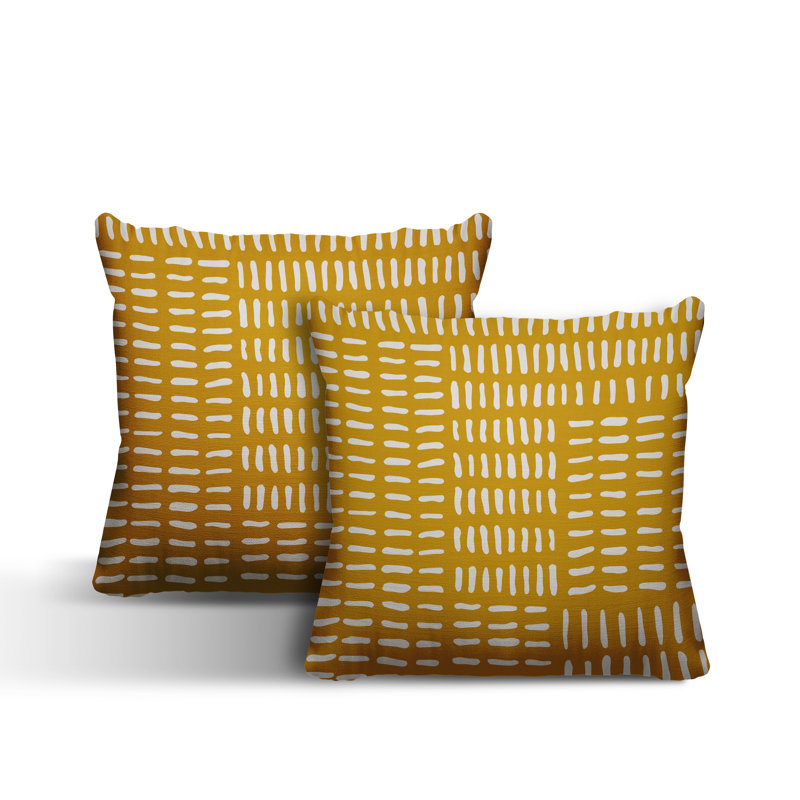 Outdoor Reversible Throw Pillow, 19W" x 19H", Yellow