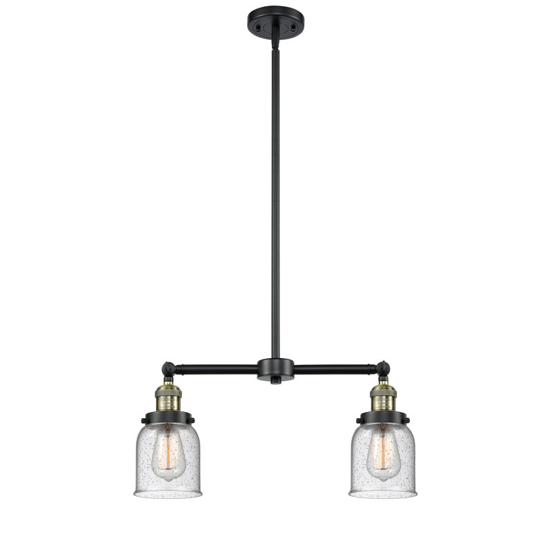 Bell - 2 Light 21" Island Light, 6 Watt Vinage LED Bulb, Seedy, Black Antique Brass