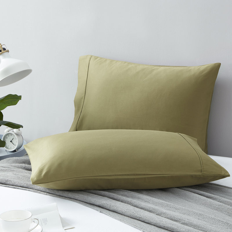 Ensemble de 2 taies d'oreiller 100% coton Raenelle, Grand, Vert olive