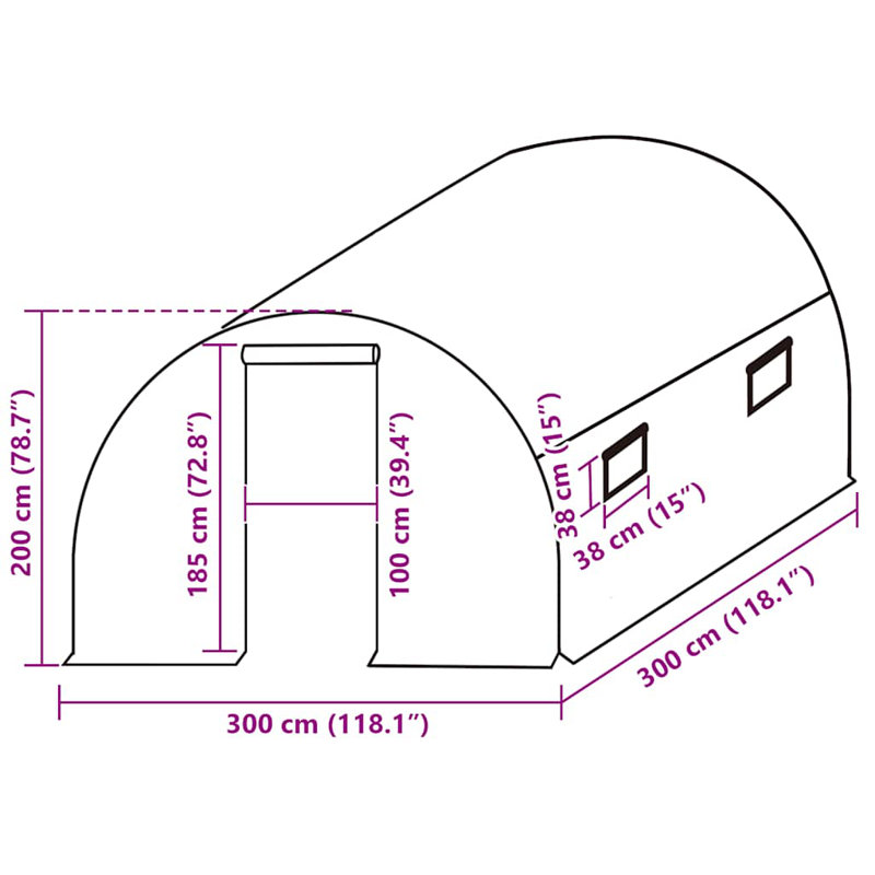 Housse de remplacement pour serre Vidaxl, Transparent, 78.7" H x 118.1" W x 118.1" D