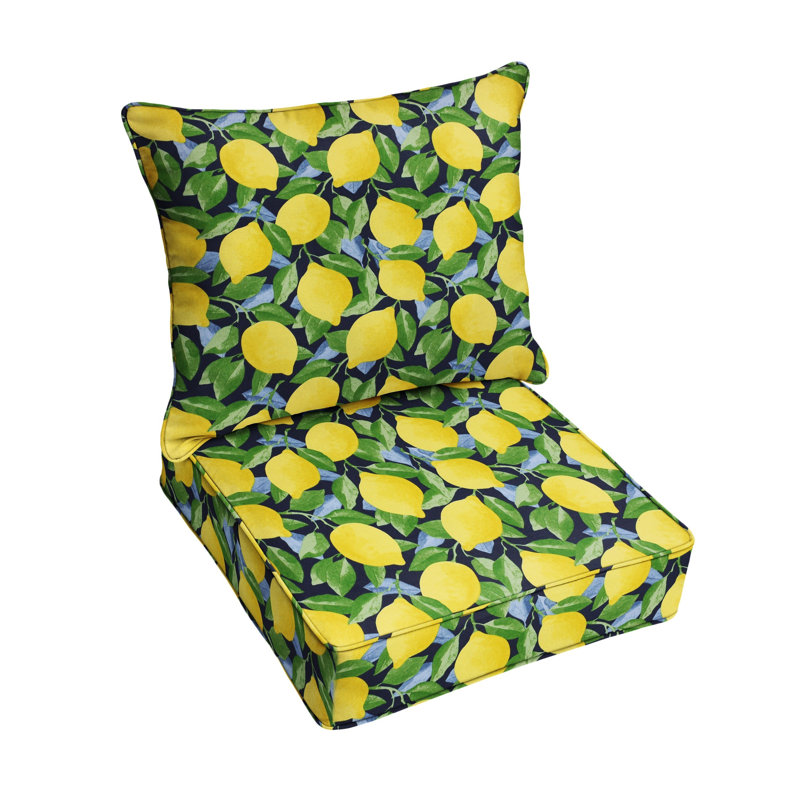 Ensemble de coussins et coussins d'extérieur, L 29 po x P 27 po x H 5 po, Richloom - Citron saphir