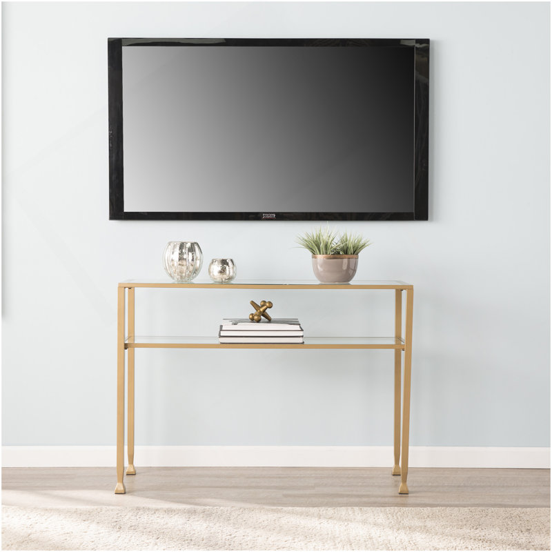 Jaymes Gold Metal And Glass Console Table