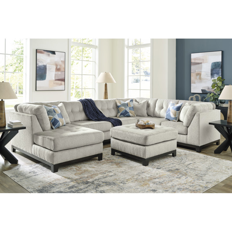 Canapé modulaire 3 pièces avec méridienne Maxon Place, Orienté à droite, Polyester beige
