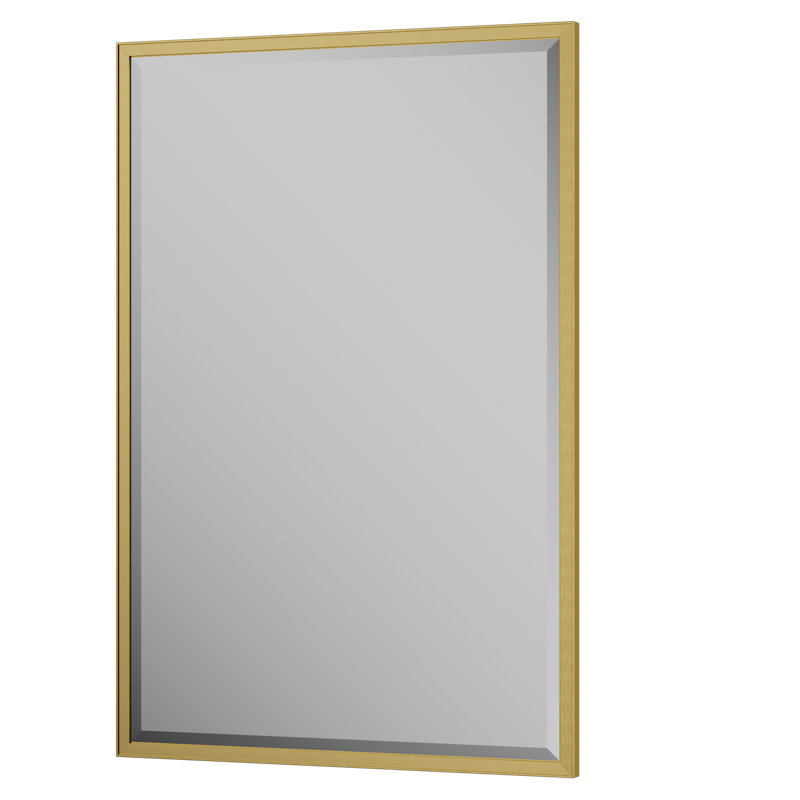 Miroir de salle de bain rectangulaire biseauté avec cadre décoratif en aluminium, 30 po x 36 po, Nickel brossé