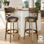 Tabouret de comptoir pivotant en bois rembourré de 76 cm avec dossier en X et siège en similicuir (ensemble de 2)-1391930102-1391952128