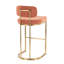 Tabouret de bar à hauteur fixe en métal doré et tissu saumon - Ensemble de 2-1966084405-1966084406