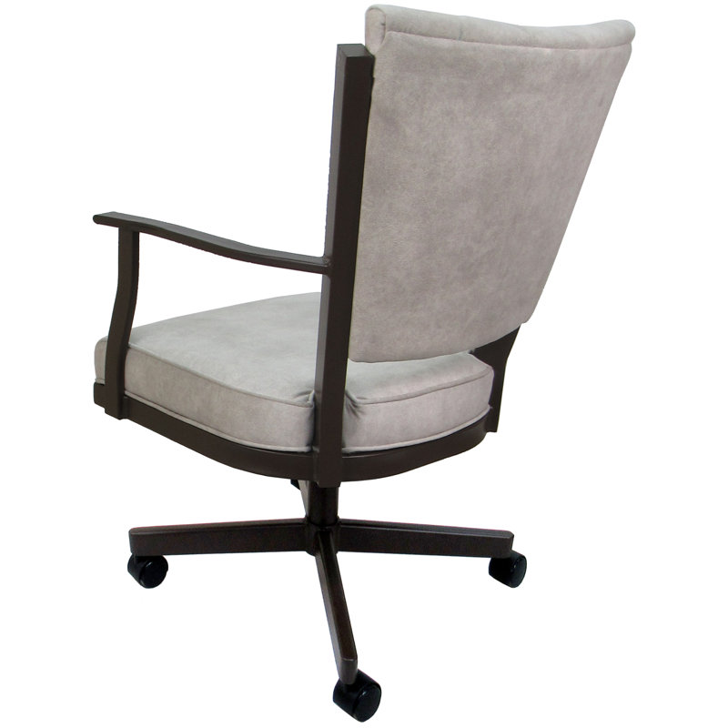 Danyael Metal Dining Caster Chair with Arms, Brown, Outlier Stucco