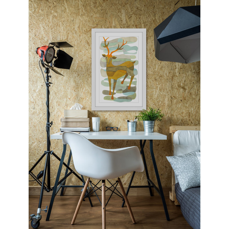 Impression d'art cerf, H 24 po x l 16 po, Cadre blanc