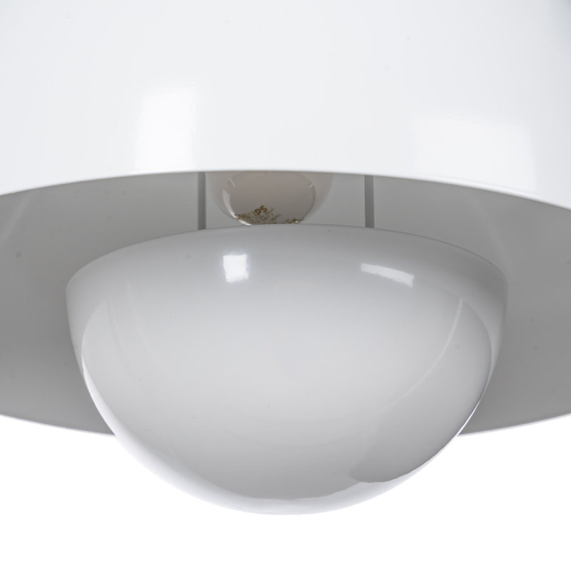 1 - Light Chrome Pendant, White, 22cm H x 30cm W x 30cm D