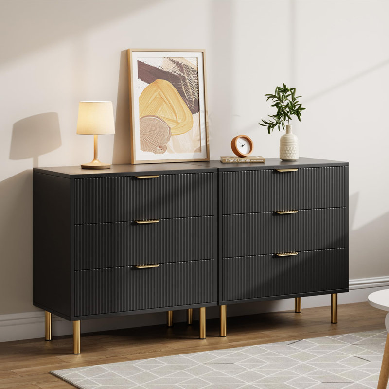 71.1 cm W Chest of 3 Drawers, Black
