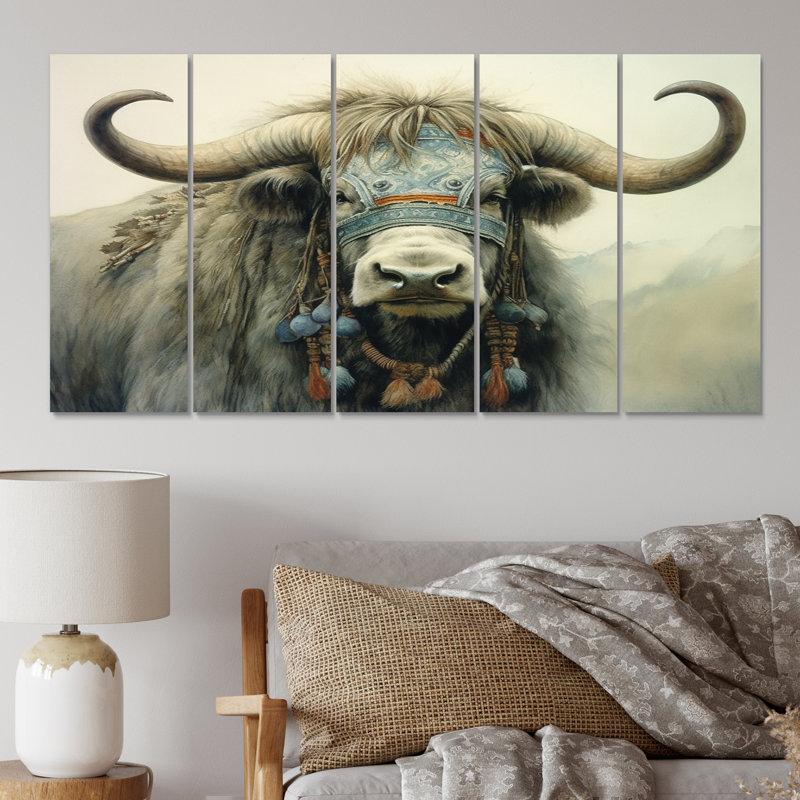 Wild Yak III - Animals Wall Art Print - 5 Equal Panels