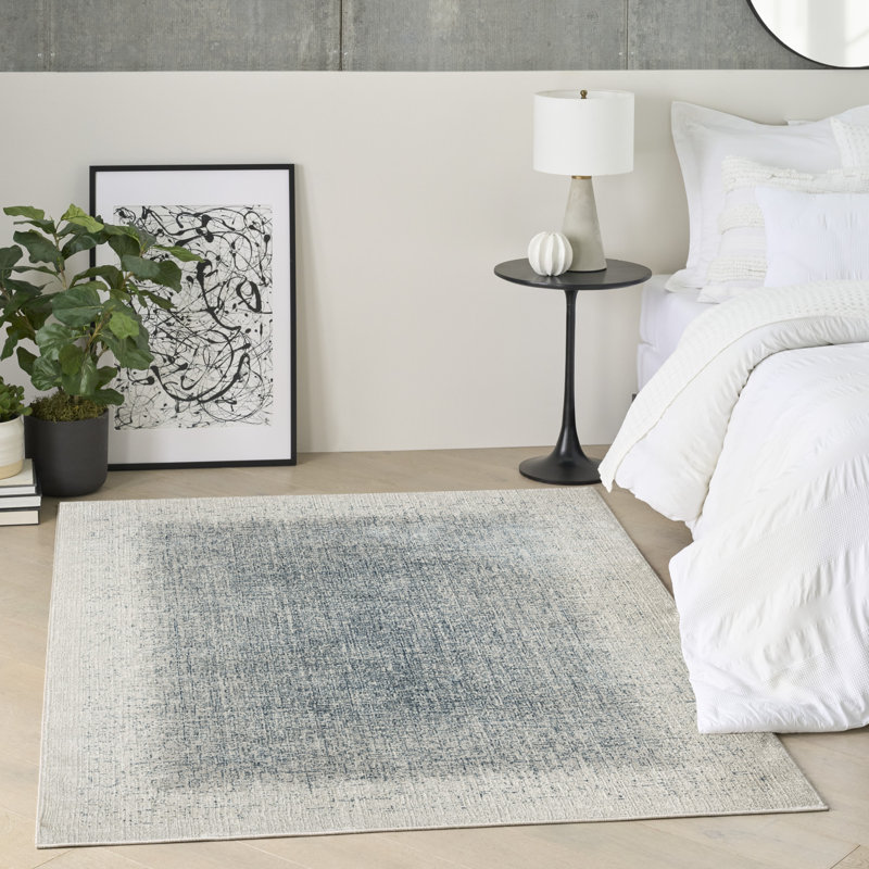 Tapis d'intérieur moderne bleu ivoire DKNY Grand Street, Rectangle 3 pi 11 po x 5 pi 11 po
