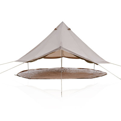 13.1FT 4 Season Bell Tent, Beige Waterproof Glamping Yurt Tent with Stove Jack, 8 Person Large Oxford Fabric Camping Tent for Family Outdoor Party All Season Glamping