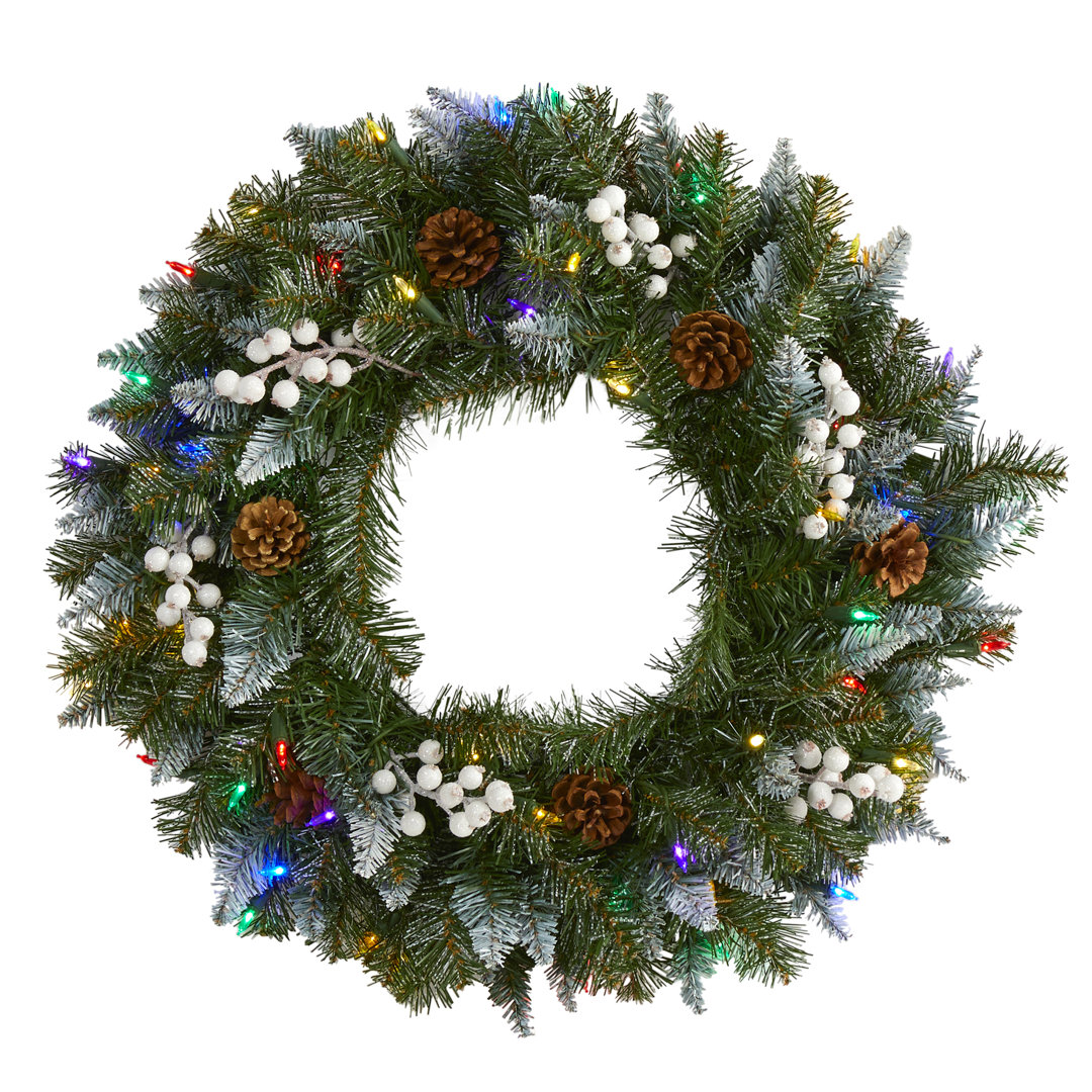 Faux Lighted 24'' Wreath The Holiday Aisle®