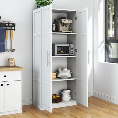 Armoire pour garde-manger, armoires de rangement pour garde-manger avec 2 portes et 3 tablettes, armoire de rangement pour garde-manger blanche, armoire pour la cuisine, la salle à manger et le salon.