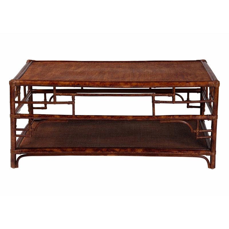 Table basse en rotin naturel avec tablette ouverte Tortoise