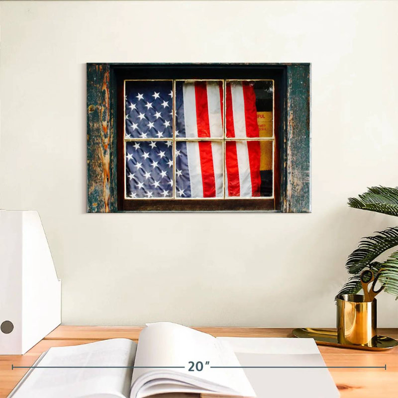 Drapeau américain Borges sur la fenêtre, H 8 po x l 12 po