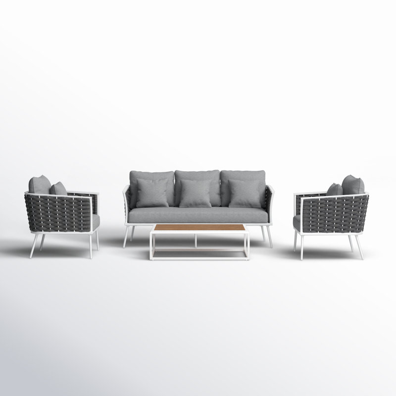 Ensemble de canapé modulaire d'extérieur 4 pièces Modway Stance, gris, Blanc
