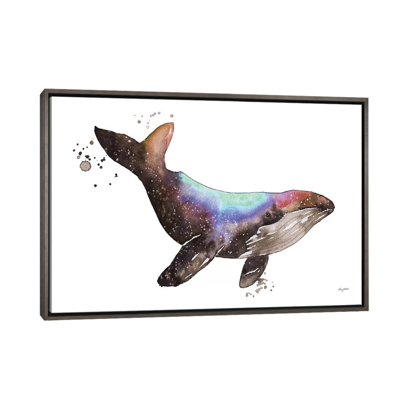 " Galaxy Whale " by Kelsey McNatt, Dark Rustic Wood Framed Canvas, No Matte, 18" H x 26" W x 1.5" D