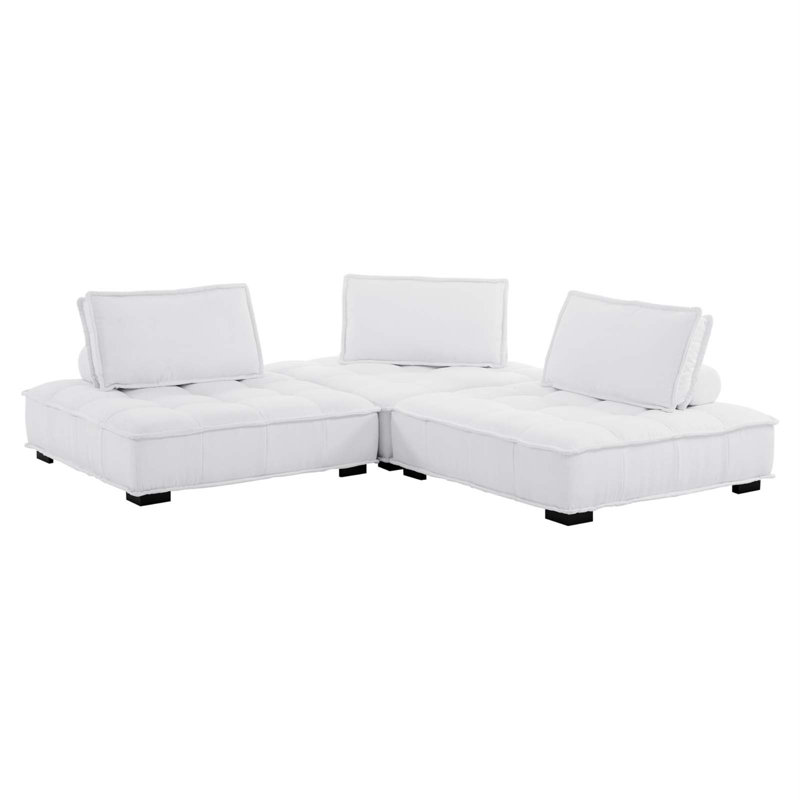 Canapé 3 pièces Saunt, Polyester blanc