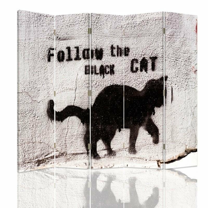 Paravent Follow the Cat mit 5 Paneelen