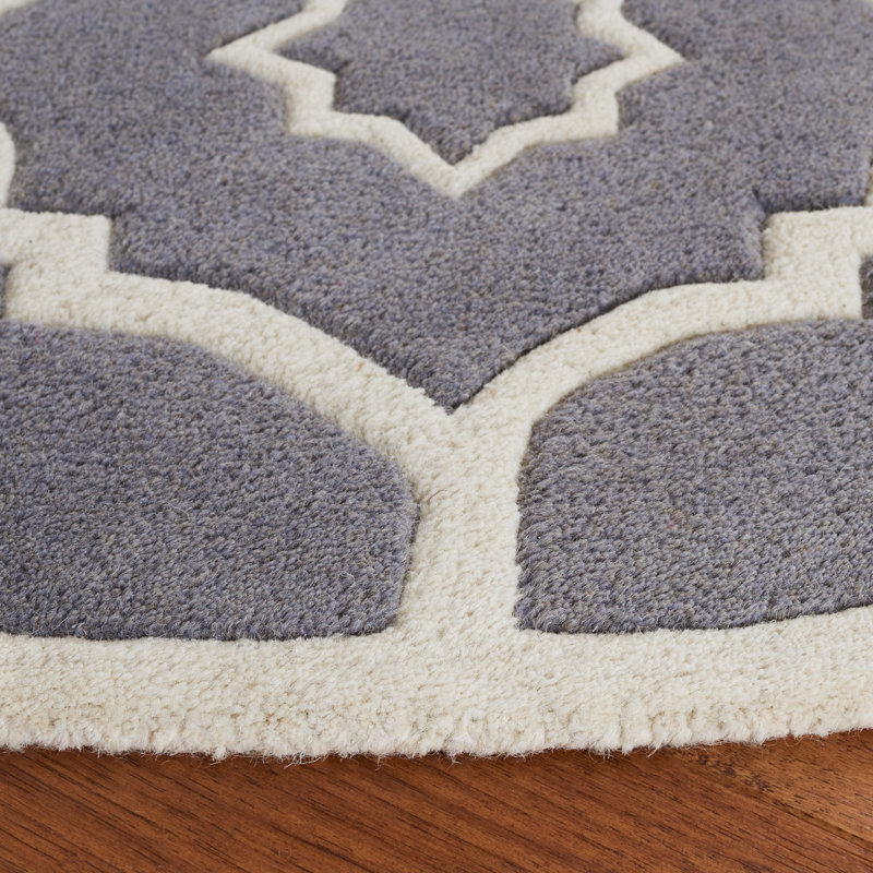 Carolene Hand Tufted Wool Geometric Rug, Round 3'