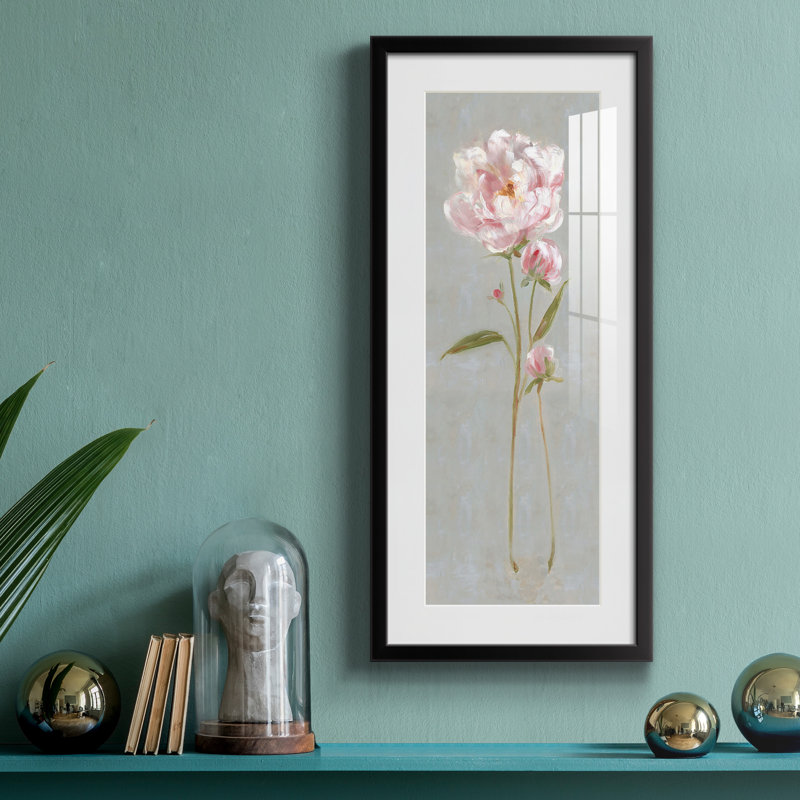 Peony Magic II - peinture encadrée sur papier, Noir