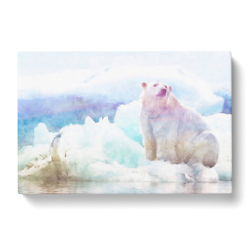 Penguin & Polar Bear Painting - Wrapped Canvas, 60cm H x 91cm W x 3cm D