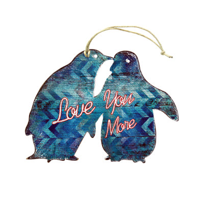 Love Penguins Shaped Rustic Wooden Magnets
