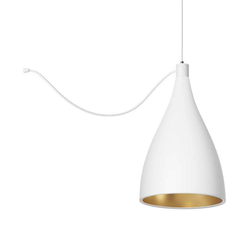 Swell String Single Pendant, White/ Brass
