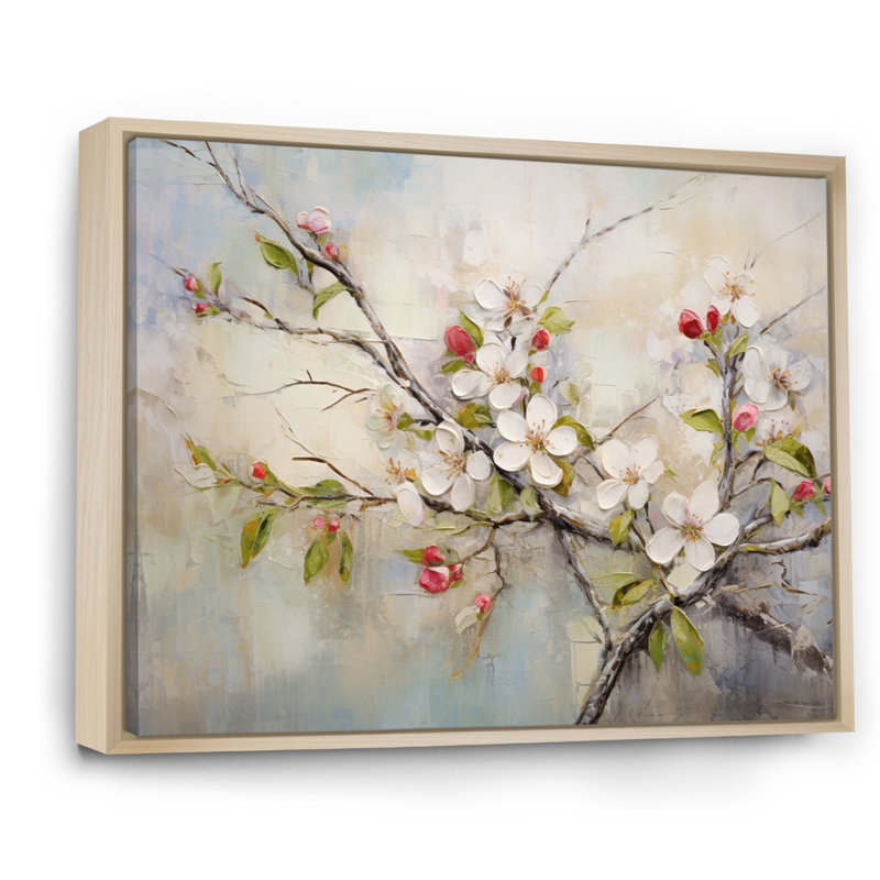 Apple Blossom Harmony X " Apple Blossom Harmony X " Mixed Media Print, 24" H x 32" W x 1" D, Natural Floater Framed