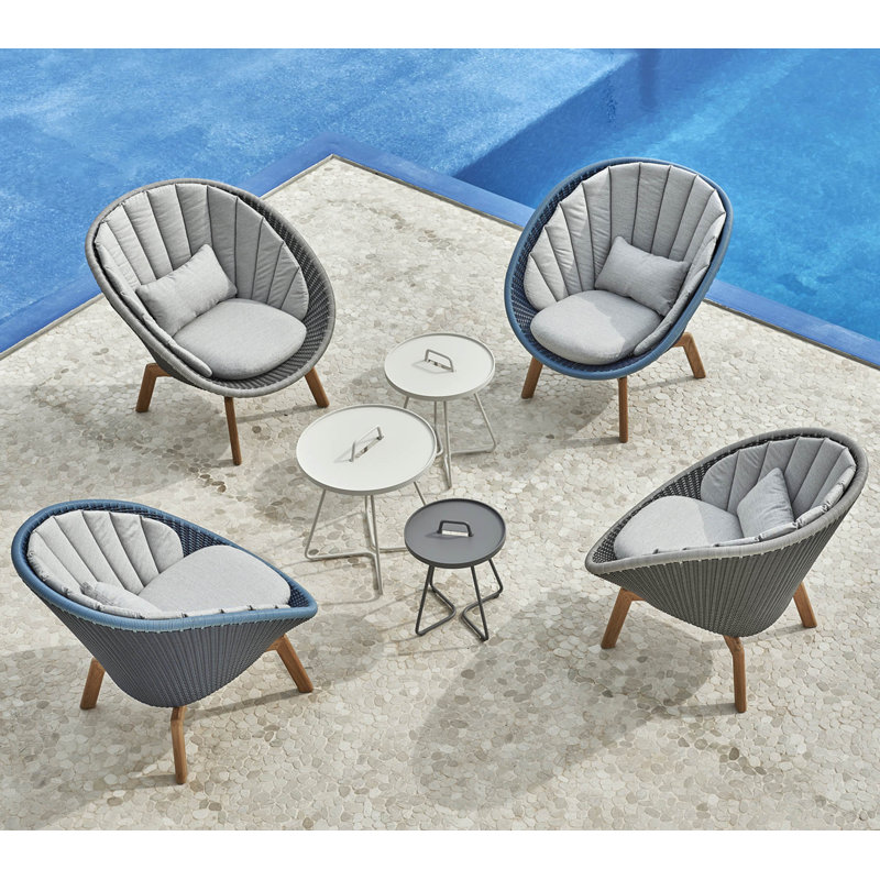 On-the-Move Outdoor Round Side Table, 17.4", White