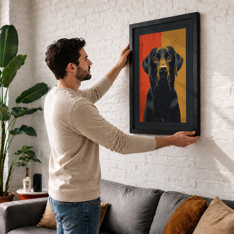 Labrador Portrait Modern - Print, A1 - 84.1 x 59.4 cm, Black