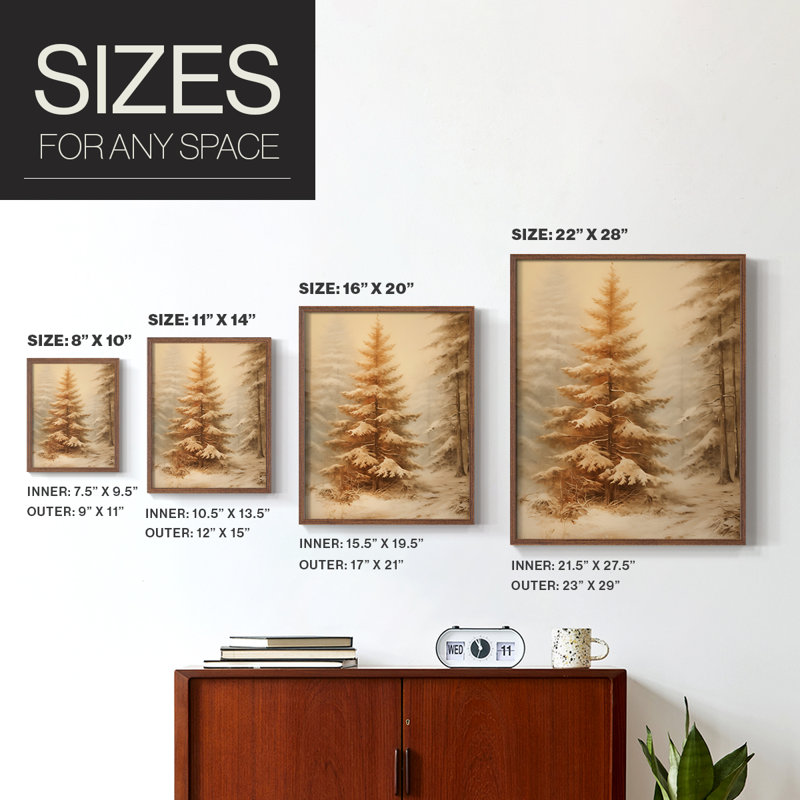 «Christmas Holiday Art», impression encadrée en bois massif, H 15 po x l 12 po, Noyer