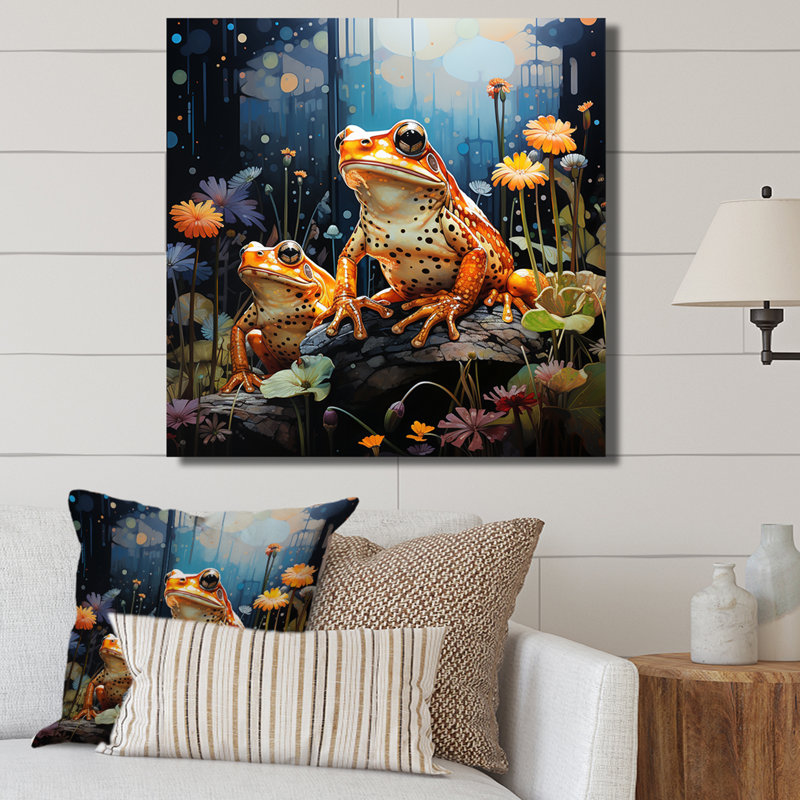 «Couple Toads At The Night I», reproduction sur toile, Toile tendue, H 36 po x l 36 po x P 1,5 po