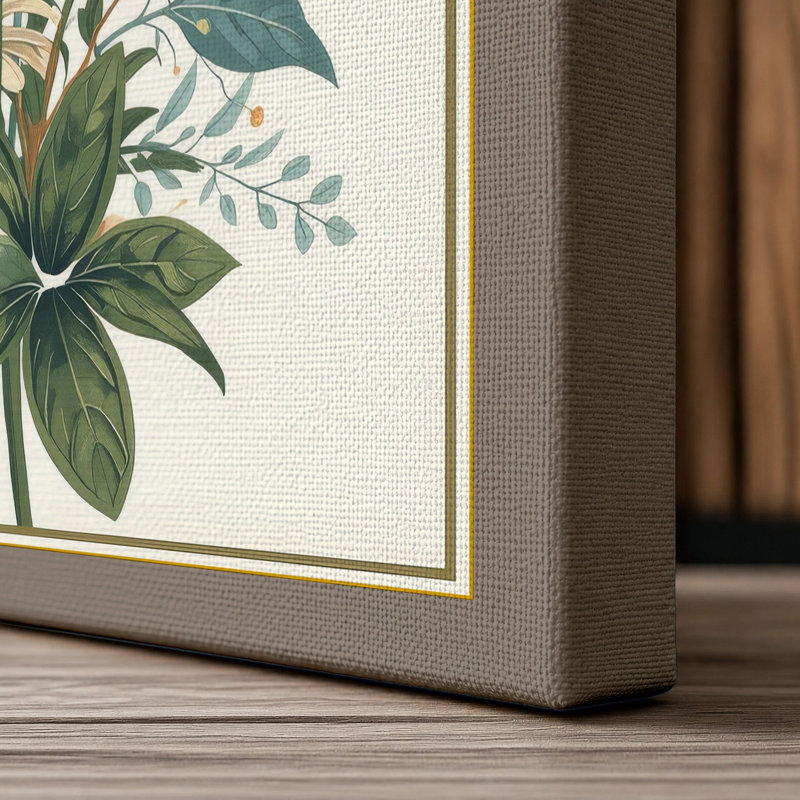 Study in Bloom Botanical - Wrapped Canvas, 36x24 - 91.4 x 61.0 cm, Taupe Border