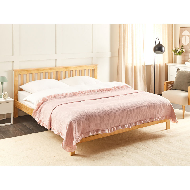 HATTON Cotton Solid Colour Bedspread, Pastel Pink, 220 x 220 cm Bedspread