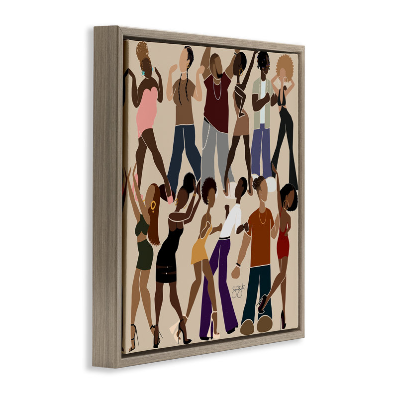 Cadre flottant Peace & Rhythm Dancers, design par Sierra Siler, H 18 po x l 18 po, Cadre flottant orme Montalcino