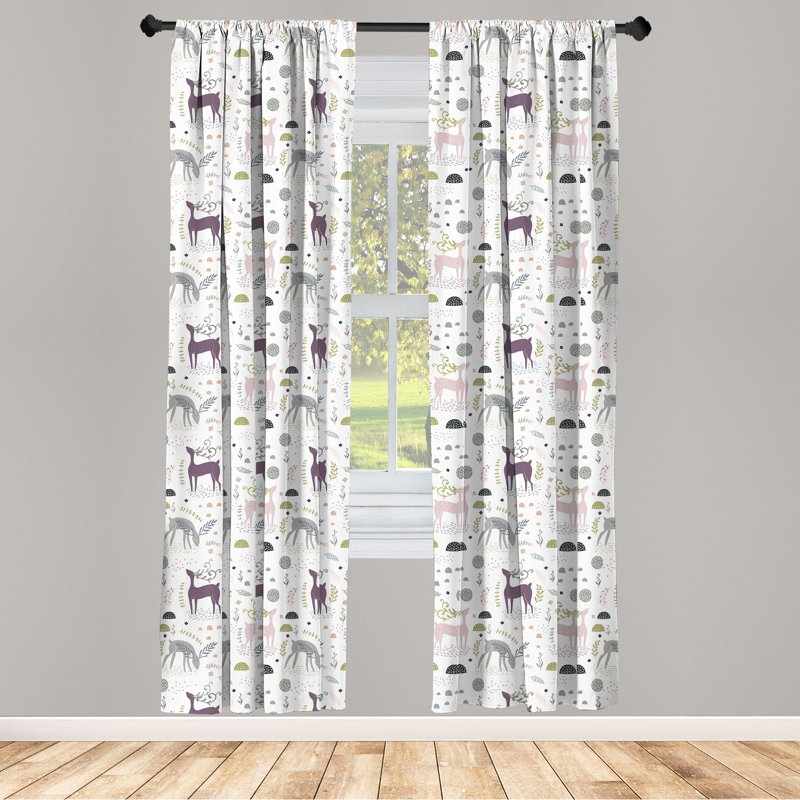 Enchanted Woodland Creatures Multicolor Polyester Rod Pocket Curtain Panels